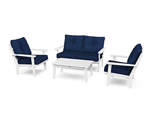 POLYWOOD® Lakeside Deep Seating Set, White/Navy