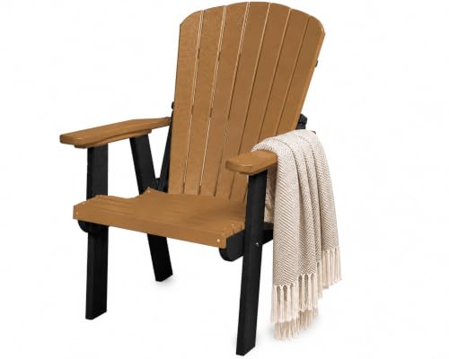 DutchCrafters Plastic Poly Adirondack Outdoor Patio Chair with Slat Fan Back - Amish Made in USA (Black & Cedar)