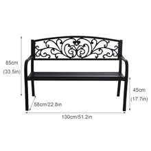 Vzhrvd Metal Benche, Park Bench, Patio Bench with Backrest and Armrests Metal Garden Bench for Park, Yard, Front Porch, Path, Lawn Decor