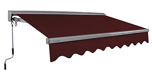 ADVANING Classic Series 10'X8' Manual Retractable Awning, 100% Acrylic UV+ Sun Shade Canopy, Burgundy (Solid), MA1008-A108H