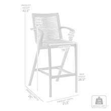 Armen Living Nabila Modern Indoor Outdoor Patio Light Eucalyptus Wood and Charcoal Rope Counter Chair Bar Stool, 26.5" Seat Height