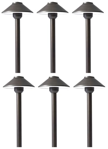 Pro-Trade PT-PTH1-BS-LED Path Light Fixture 15" Riser Brass Housing & Finish Includes 2.5W 2700K T3 LED 180 Lumens Outdoor Landscape Lighting Pack of 6