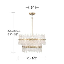 Elsa 23 1/2" Wide Brass with Textured Glass 7-Light Pendant Light Fixture