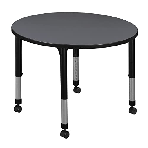 Regency Kee Height Adjustable Mobile Round Classroom Table 36" Grey
