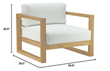 Modway Upland Teak Wood Outdoor Patio 3-Piece Sectional Sofa Set with Cushions in Natural White