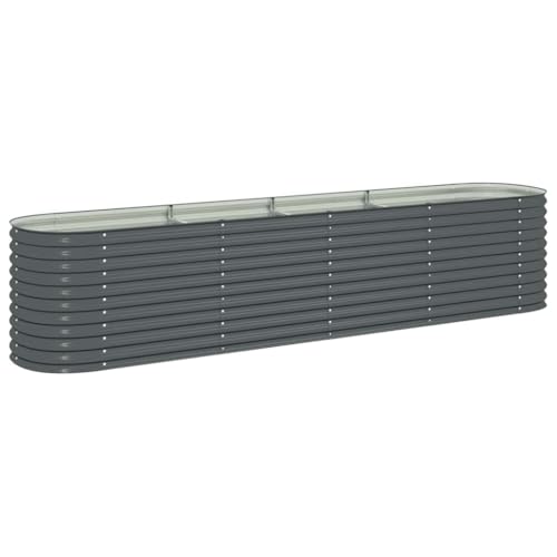 vidaXL Garden Raised Bed 157.5"x31.5"x31.9" Galvanized Steel Gray