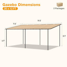 Breezestival 20x12 Lean to Pergola Outdoor Gazebo with Water Resistant & UV-Resistant, Sloped Roof Awning Wall-Mounted Canopy for Patio Backyard, Deck, or Garden Khaki