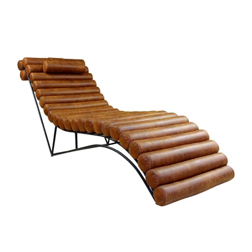 Maxima House Rosabel Leather Chaise Lounge Terracotta