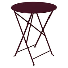 Fermob - Bistro 24" Round Table - Lacquered Steel Folding Table for Two to Three People - No Parasol Hole - Outdoor & Indoor Use - Black Cherry