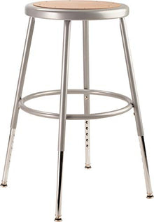 (5 Pack) National Public Seating 19"-27" Adjustable Height Heavy Duty Steel Stool, Grey, 6218H-CN
