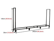 8ft Firewood Rack Outdoor Log Holder Fireplace Heavy Duty Wood Stacker Logs Storage Stand Steel Tubular Wood Pile Racks for Outside Patio Deck