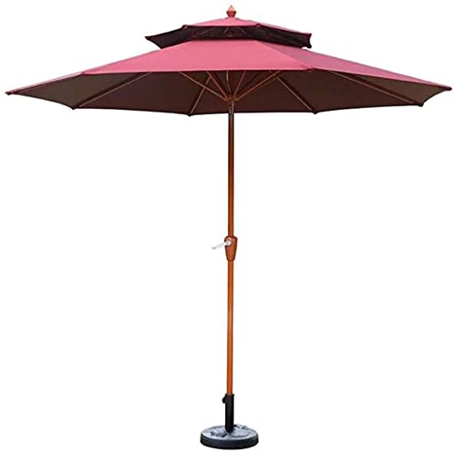 USZWBY Umbrella Outdoor Table Round Portable Parasol Suitable Outdoor Terrace Garden Market Table Umbrella Double-top Windproof and UV-Proof Umbrella with Push Button Tilt and Crank (Winred)