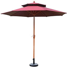 USZWBY Umbrella Outdoor Table Round Portable Parasol Suitable Outdoor Terrace Garden Market Table Umbrella Double-top Windproof and UV-Proof Umbrella with Push Button Tilt and Crank (Winred)