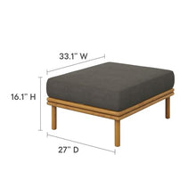 Modway Wren Teak Wood Outdoor Patio Armchair and Ottoman Set Natural Flint Gray
