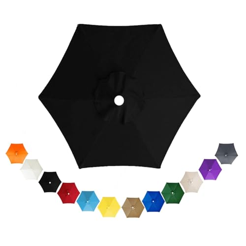 MXJCKSOQ Beige Replacement Parasol Canopy 2.0m/3.0m/3.5m - Waterproof Breathable 6-Rib Umbrella Fabric for Sunshade & Patio Umbrella - Canopy Material,Black-3.5m/6-Ribs