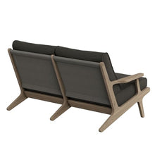 Modway Saratoga Teak Outdoor Patio Loveseat in Weathered Gray Flint – 2 Seater Outdoor Couch with Weather-Resistant Cushions – Wooden Porch Loveseat