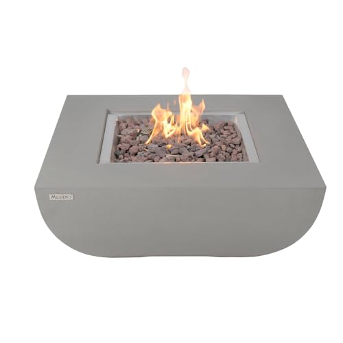 Westport Concrete Fire Pit 34" x 34" Patio Firepit Includes Lava Rocks Modern Fire Pits & Outdoor Fireplaces for Garden, Deck, Indoor & Outdoor Heating