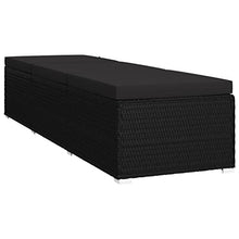 WANGKENSU 3 Piece Patio Sun Loungers with Tea Table,Outdoor Lounge Chaise, Lounger for Pool, Beach Sun Tanning Chair,Outdoor Bed,Deck Chair, Poly Rattan Brown (Black+blackmaterial 76.8" x 23.6"
