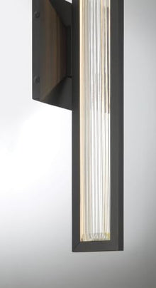 Eurofase Aelin 1-Light LED Outdoor Wall Sconce – 18" Matte Black Modern Exterior Wall Light, Clear Crystal Shade, Wet-Rated for Porch, Patio & Entryway