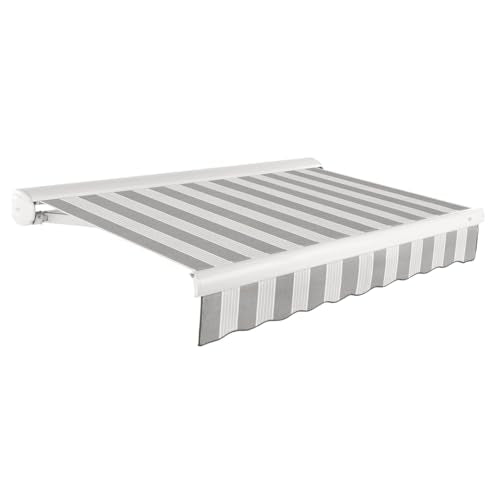 Awntech 14' Full Cassette Right Motor (14' x 10') Retractable Patio Awning, Gunmetal/Gray Multi