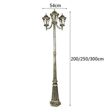 PeiyuLight Retro Outdoor 3-Light Floor Lamp - Vintage Aluminum & Glass Column Light for Garden, Patio, and Balcony - E27 Compatible, Waterproof, Decorative Lighting(300cm)