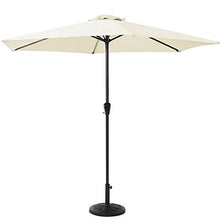 3WWWQMAA8 [1 Week Delivery] 2.7m/9ft Round Garden Parasol Umbrella, Parasol Base, Outdoor Sunshade, with Winding Crank, for Patio/Beach/Pool Umbrella 30+-Gray (Gray) (Beige)