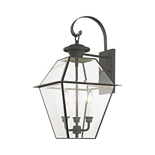 Livex Lighting 2381-61 3-Light Outdoor Wall Lantern, Bronze