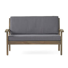 roomfitters Peyton Outdoor Loveseat and Coffee Table Set, Patio Seating Furniture Set for Porch or Garden, Dark Grey