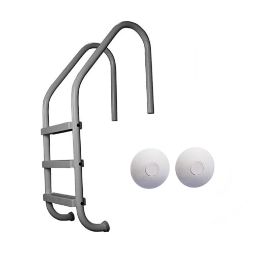 3 Step Inground Pool Ladder and Rail Anchor Socket Cover, Grey