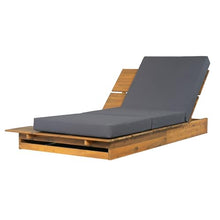 Merax Outdoor Chaise Lounge Set of 2, Acacia Wood Patio Reclining Chairs with 3-Position Adjustable Backrest, 2-Piece Sunbathing Recliner & 4" Thick Triple-fold Cushion for Poolside, Garden, Dark Gray