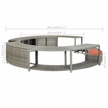 Grey Hot Tub Surround with Storage, Modern Poly Rattan Design for Outdoor Spa, Durable Steel Frame, Seating for 6 People, Indoor and Outdoor Use