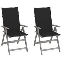 Favemtsl 2 Pcs Patio Reclining Chairs with Cushions Solid Acacia Wood