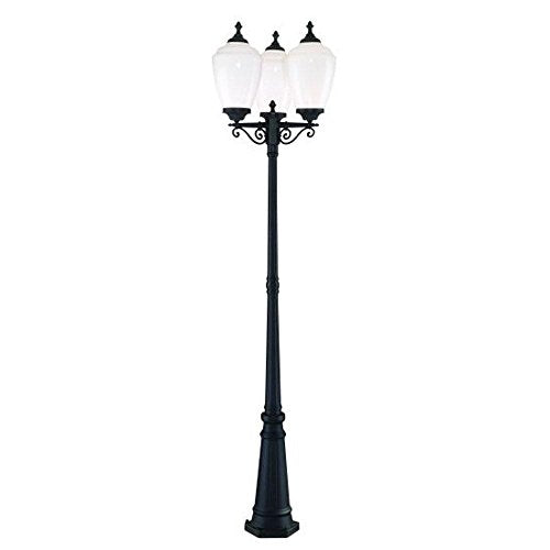 Acclaim 5369BK/WH Acorn Collection 3-Head Post Combination 3-Light Outdoor Post Light, Matte Black