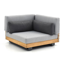 OTSUN Outdoor Corner Sofa, Teak Wood Slatted Base and Aluminum Frame L-Shaped Single Seat Outdoor Sofa Furniture for Patio Backyard Poolside
