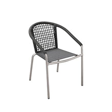 Benzara Phil 21 Inch 6 Piece Dining Chair Set, Slate Gray Woven Rope, Stackable