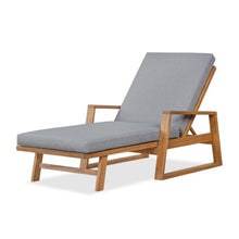 Christopher Knight Home Barde Patio Chaise Lounge Chair Outdoor with Water Repellent Cushion, Acacia Wood Poolside Sun Lounger with Armrests, 4-Position Adjustable Backrest Pool Lounger, Grey + Teak