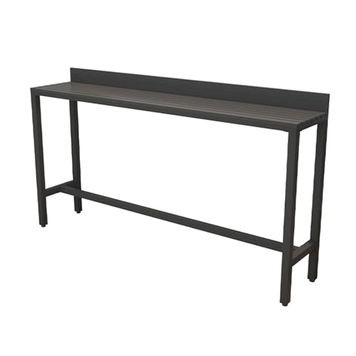 Yclty Outdoor Bar Table, Patio Pub Height Table with Anti-Fall Baffle, All-Weather Bar Height Counter Table, Narrow Dining Table for Hot Tub, Garden & Backyard(Color:Black+Black,Size:L-78.7in)
