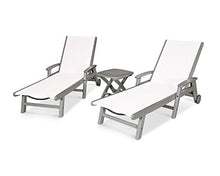Polywood Coastal Chaise Set Slate Grey/White Sling