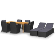 Molumvel 9 Piece Patio Dining Set, Acacia Wood Table & Rattan