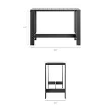Modway Tahoe 59 Inch Outdoor Patio Bar Height Table in Gray