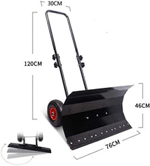 Snow Shovel with Wheels Heavy Duty Rolling Adjustable Snow Pusher with 6-Inch Polypropylene Wheels and Adjustable Aluminum Handle Efficient Snow Plow Suitable for Driveway Or Pavement Clearing