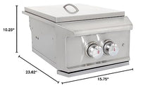 Drop -in Grill Accessory | Built-in Natural Gas Burner | High Performance Power Burner with Wok Ring | Stainless Steel Lid - Outdoor Kitchen Grilling Accessory