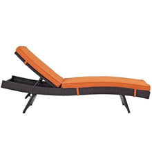Pemberly Row Modern Rattan Outdoor Chaise Set, Espresso/Orange Finish, Synthetic Rattan and Aluminum Frame, 78.5 in Long, All-Weather Cushions, Water & UV Resistant Patio Lounger for Backyard or Pool