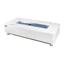 Athens Concrete Fire Pit 62" x 30" Patio Firepit Includes Fire Glass Modern Fire Pits & Outdoor Fireplaces for Garden, Deck, Indoor & Outdoor Heating