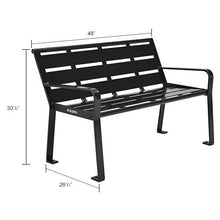 Global Industrial 4' Outdoor Park Bench with Back, Horizontal Steel Slats