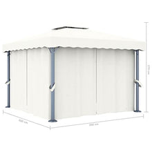 HKTMGDNG 9.8x9.8 Aluminum Gazebo Canopy with Curtains Cream White