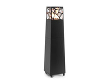 Planika Pyramid Propane Patio Heater, 28,000 BTU Outdoor Gas Fireplace with 360° Glass Flame & Wheels, Tip-Over Safety, Cover & Regulator Included for Patio, Garden & Restaurant (Black)