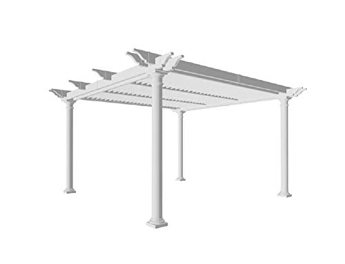 Vita 12x12 Foot White Vinyl Aberdeen Pergola with Adjustable Shade Louvres