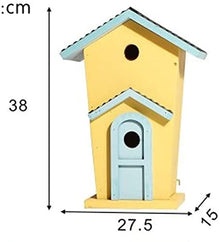 Feiyx Nest Bird Toy with Bells,Double-Layer Villa Bird's Nest House Feeder,Gardening Landscaping Cabin Birdhouse Outdoor Decoration,Steel Multi-Feeder Kit Stand for Attracting Wild Birds (Color : B)