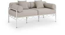 Meridian Furniture 55032Beige-L Portofino Collection Art Deco Outdoor Patio Loveseat with Cream Off White Aluminum Frame, 69.75" W x 34" D x 30.75" H, Beige